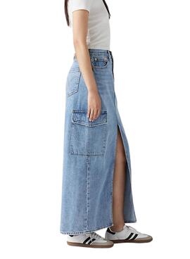 Saia Levis Column Azul Tornozelo para Mulher