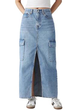 Saia Levis Column Azul Tornozelo para Mulher