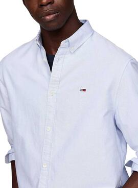 Camisa Tommy Jeans Reg Oxford Azul Para Homem
