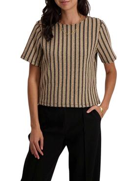 Top Vila Vihella jacquard bege para mulher