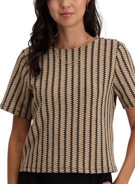 Top Vila Vihella jacquard bege para mulher