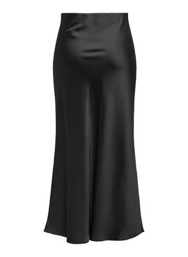 Saia Only Elma Midi Satinada Preta para Mulher