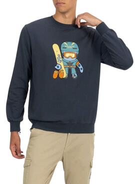Moletom El Pulpo Estampa Snowboard Marinho para Homem
