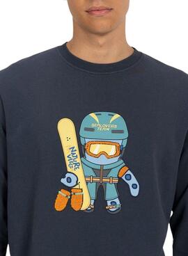 Moletom El Pulpo Estampa Snowboard Marinho para Homem