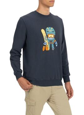 Moletom El Pulpo Estampa Snowboard Marinho para Homem