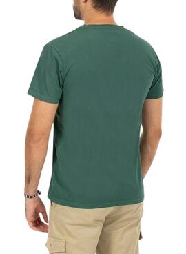 Camiseta El Pulpo Logo Bordado a Contraste Verde para Homem