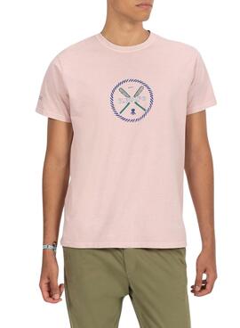 Camiseta El Pulpo Estampa Remos Rosa para Homem