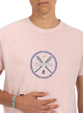 Camiseta El Pulpo Estampa Remos Rosa para Homem