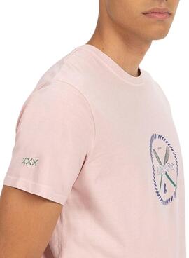 Camiseta El Pulpo Estampa Remos Rosa para Homem