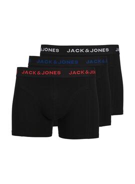 Pack de 3 Boxers Jack and Jones Preto Logo para Homem