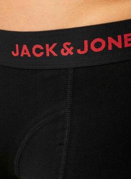 Pack de 3 Boxers Jack and Jones Preto Logo para Homem