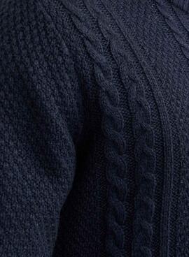 Camisola Jack and Jones Craig Trançado Azul Marinho para Homem