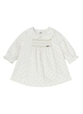 Vestido Mayoral Bolinhas Brilhantes Cru para Bebé