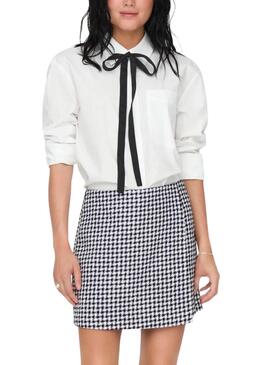 Camisa Only Moco Branca Laço Preto para mulher