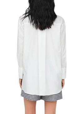 Camisa Only Moco Branca Laço Preto para mulher