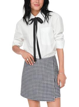 Camisa Only Moco Branca Laço Preto para mulher