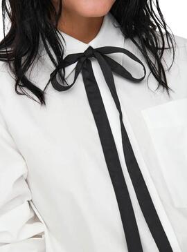Camisa Only Moco Branca Laço Preto para mulher