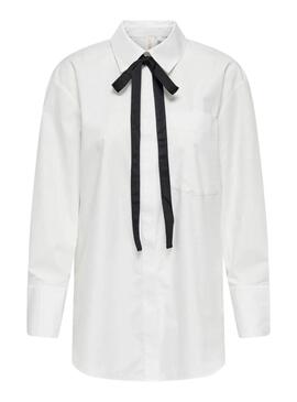 Camisa Only Moco Branca Laço Preto para mulher