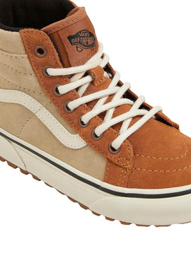 Tênis Vans MTE SK8-Hi de couro camelo para crianças
