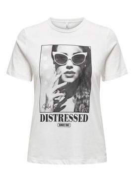 Camiseta Only Alba branca para mulher.