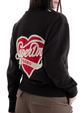 Sudadera Superdry Workwear Embroider Loose Preta para mulher