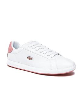 Sapatilhas Lacoste Graduate Branco Couro Rosa 