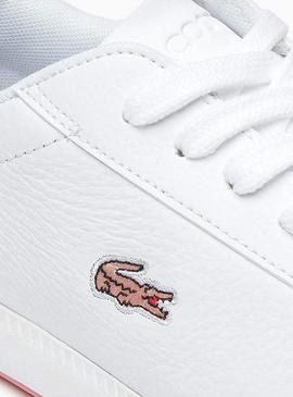 Sapatilhas Lacoste Graduate Branco Couro Rosa 