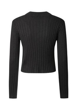 Camisola Pepe Jeans em canalé Nicole preta para mulher.
