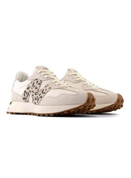 Sapatilha New Balance 327 bege animal print para mulher