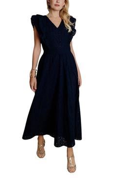 Vestido Naf Naf Barbara azul marinho para mulher.
