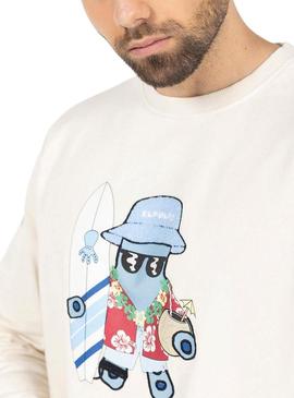Moletom El Pulpo Havaiano bege para homem.