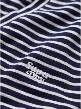 Camisa Superdry listrada azul marinho para mulher.