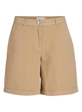 Shorts Vila Vistorma Chino Tostado Para Mulher.