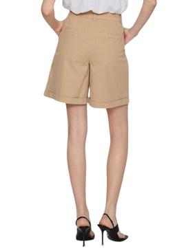 Shorts Vila Vistorma Chino Tostado Para Mulher.