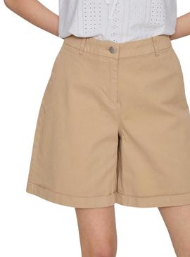 Shorts Vila Vistorma Chino Tostado Para Mulher.