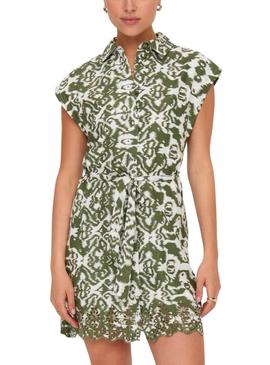 Vestido Only Lou Camiseiro Estampado Verde para Mulher.