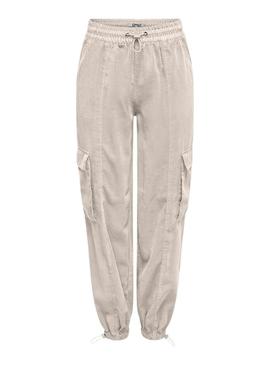 Calças Only Aris Parachute Cargo Beige para Mulher.