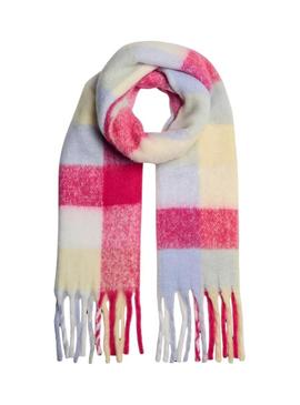 Cachecol Pieces Bea xadrez multicolor longo para mulher