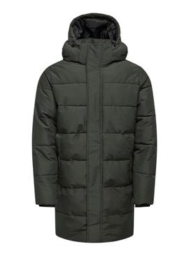 Jaqueta acolchoada Only and Sons Carl verde para homem.