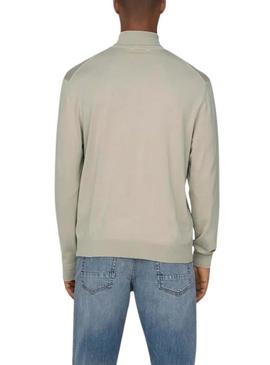 Camisola de gola alta bege Only and Sons Wyler apenas para homem.
