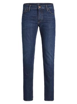 Calça de ganga Jack and Jones Gleen denim escuro para homem.