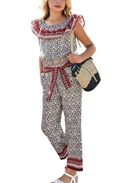 Calças Mayoral étnicas multicoloridas para menina.