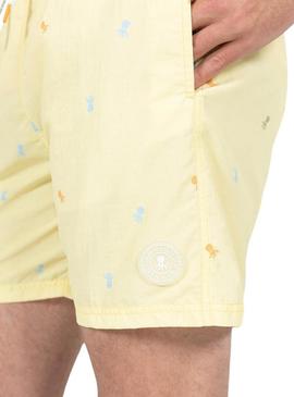 Fato de banho El Pulpo Estampado amarelo para homem