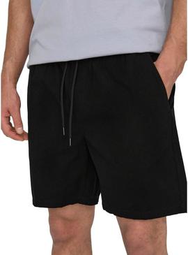 Bermudas Only & Sons Stel Life preta para homem.