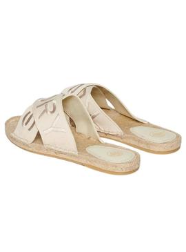 Sandálias Superdry cruzadas bege para mulher.