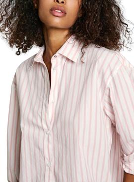 Camisa Pepe Jeans Artemisa listrada rosa para mulher.