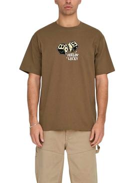 Camisa Only and Sons Derek Relaxed marrom para homem.