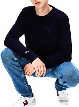Logotipo marinho bordado Sweat Lacoste para Homem