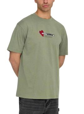 Camiseta Only and Sons Derek Relaxed verde para homem.