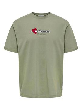 Camiseta Only and Sons Derek Relaxed verde para homem.